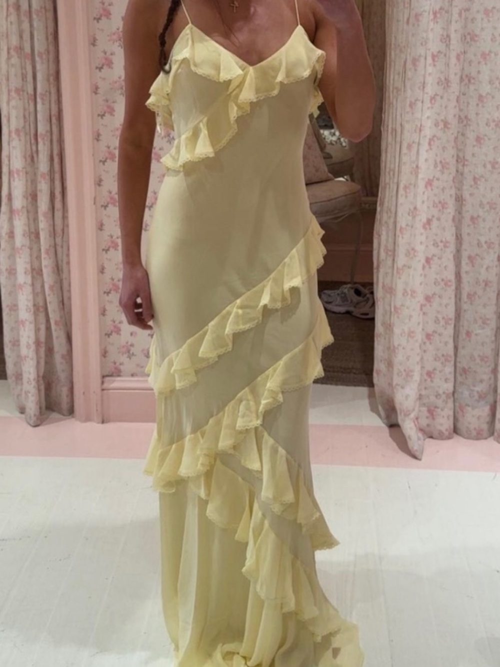 LoveShackFancy Rialto Ruffle Silk Blend Chiffon Maxi Gown Size 10 NEW $795 MSRP - Picture 5 of 7